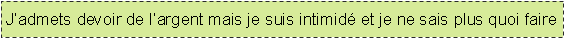 Text Box: J�admets devoir de l�argent mais je suis intimid� et je ne sais plus quoi faire 
