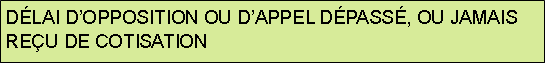 Rectangular Callout: Dlai dopposition ou dappel dpass, ou jamais reu de cotisation