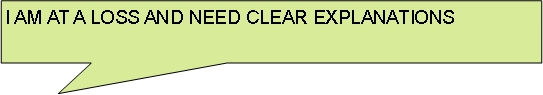 Rectangular Callout: I AM AT A LOSS AND NEED CLEAR EXPLANATIONS