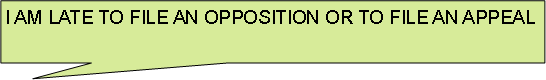 Rectangular Callout: I AM LATE TO FILE AN OPPOSITION OR TO FILE AN APPEAL